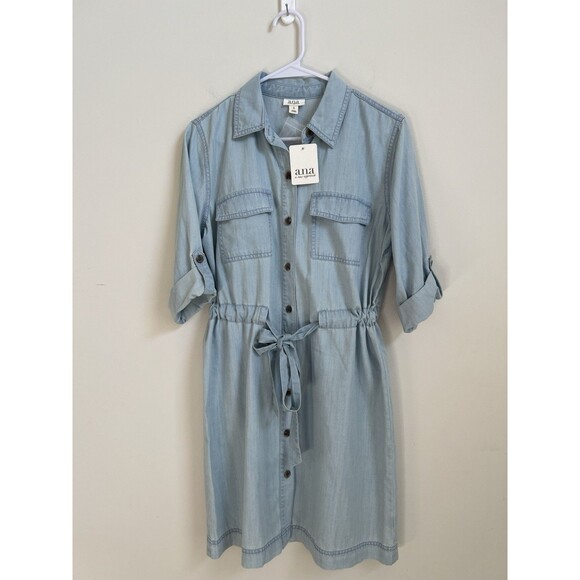 a.n.a Denim Shirt Dress NWT Size Small Belted Button Front Casual Everyday Style - Picture 1 of 11